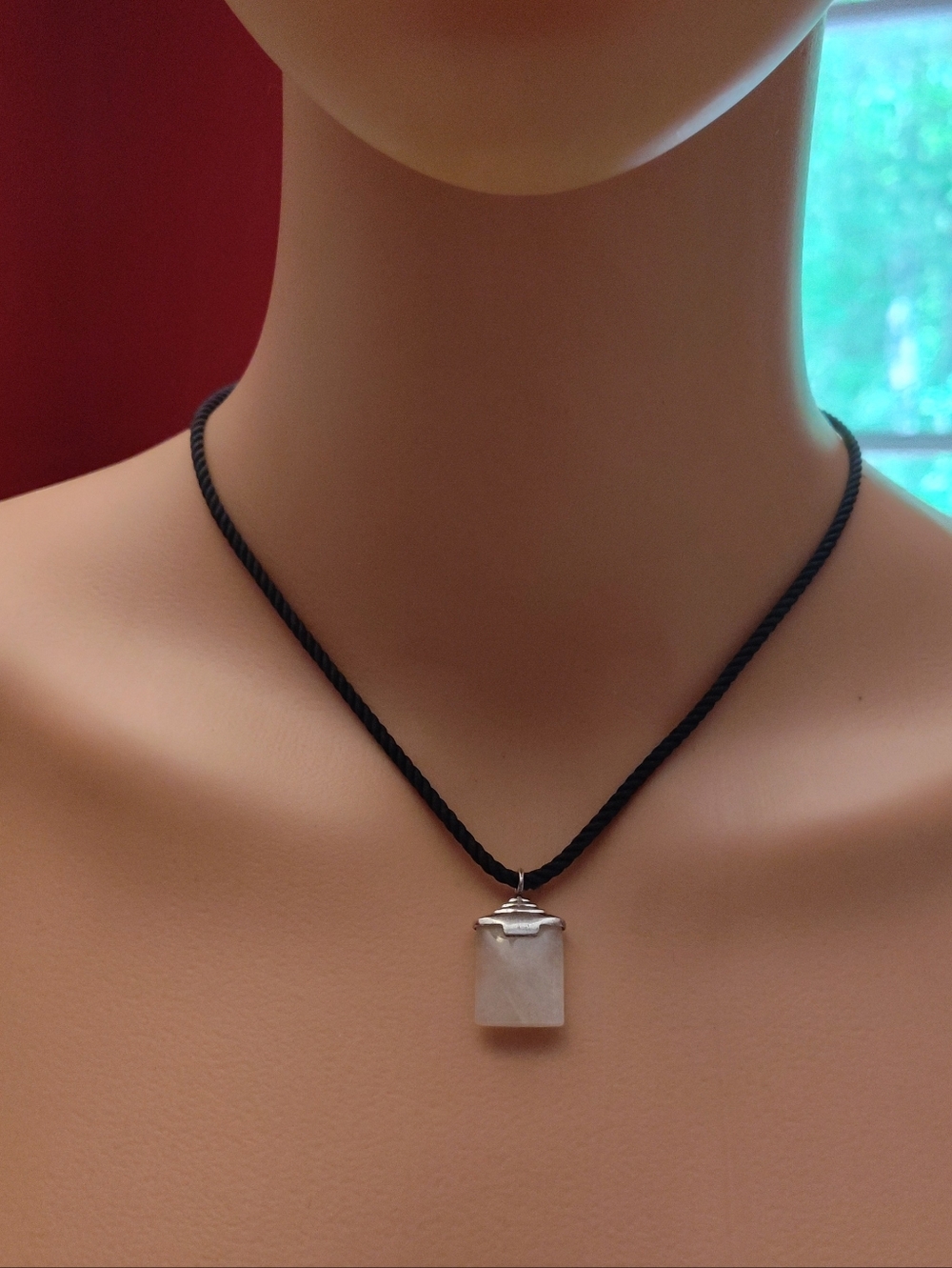 Emporio Armani Necklace Black Cord Quartz Pendant Minimalist Designer Unisex